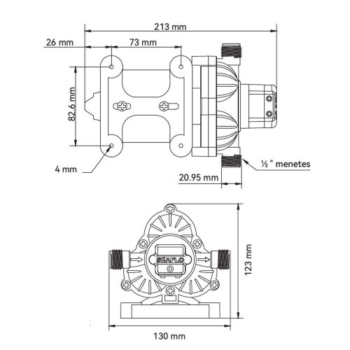 Önfelszívó nyomáskapcsolós membránszivattyú 11 l/perc 24V SEAFLO 33