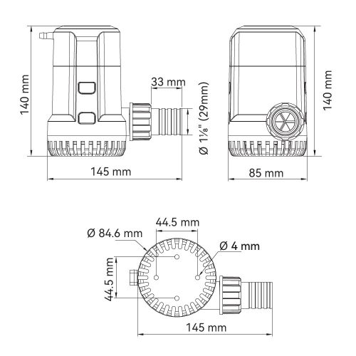 Fenékszivattyú AUTOMATA időkapcsoló 125l/perc 12V SEAFLO 13B